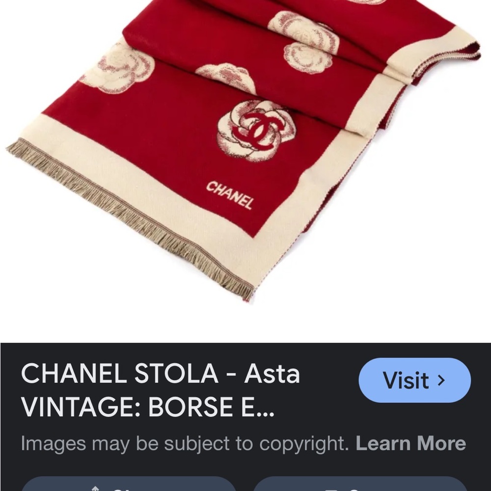 Chanel Red and Cream Floral Stole